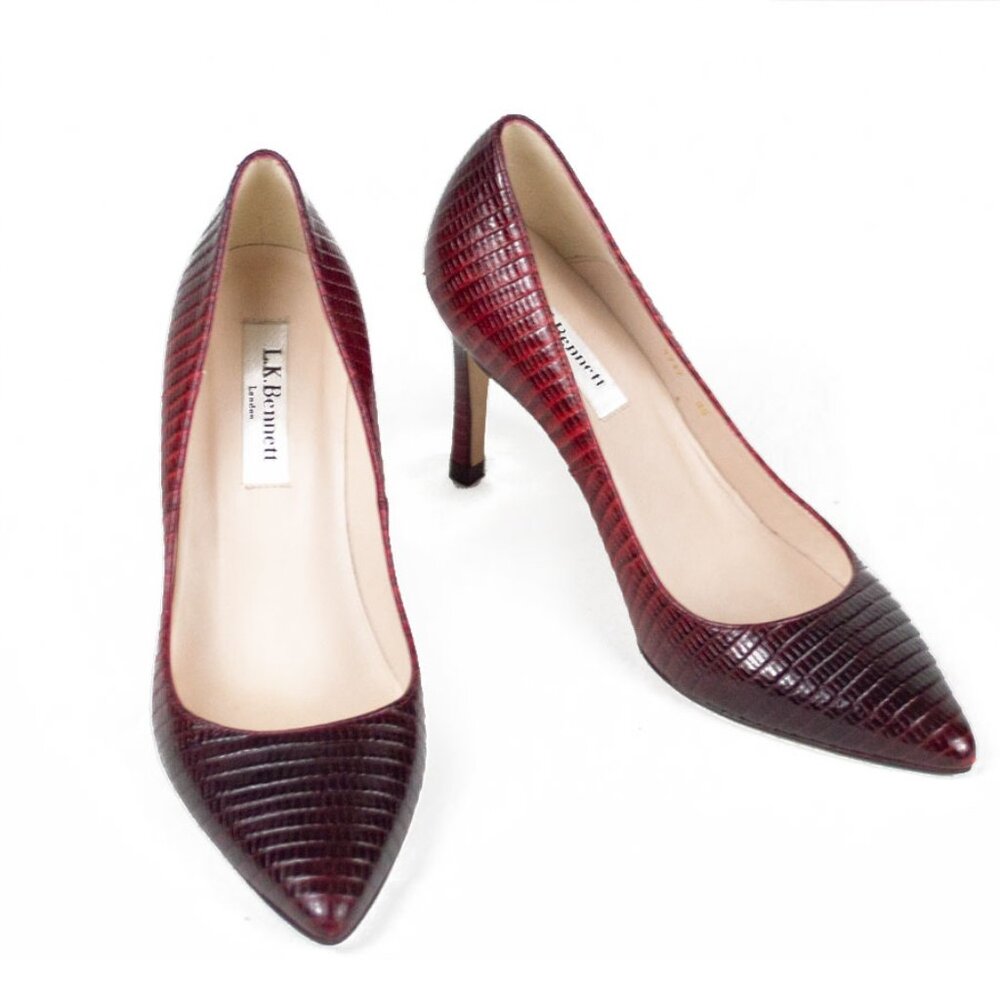 Lk Bennett Crocodile Burgundy Python Leather Romy… - image 3
